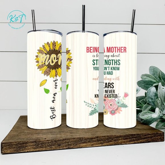 Sunflower Blessed Mom Tumbler - Gift for Mom - Personalized Gift- 20oz Tumbler - Picture 1 of 1
